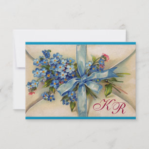 VERGESSEN MICH NOTS MONOGRAM WEDD RSVP blaues Meta