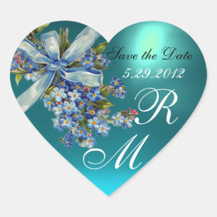 VERGESSEN MICH NOTS MONOGRAM , WEDEDY PARTY blue g Herz-Aufkleber