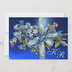 VERGESSEN MICH NOTS MONOGRAM WEDING PARTY blue gem Einladung