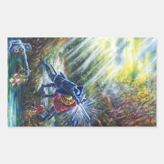 VERGESSEN ROSE kämpfen Ritter, Geld und Teufel Rechteckiger Aufkleber (Vorderseite)