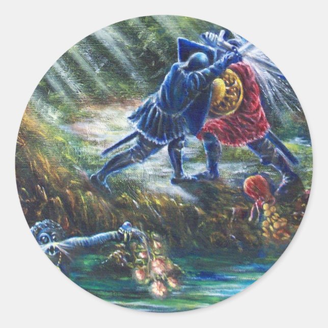 VERGESSEN ROSE kämpfen Ritter, Geld und Teufel Runder Aufkleber (Vorderseite)