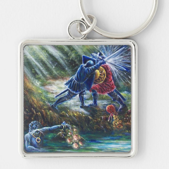 VERGESSEN ROSE kämpfen Ritter, Geld und Teufel Schlüsselanhänger (Vorne)