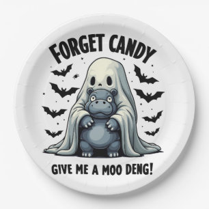 Vergessen Sie Candy geben Sie mir Moo Deng Hallowe Pappteller
