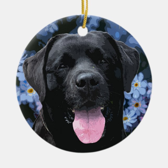 Vergessen Sie den Knoten - Schwarzes Labrador Keramik Ornament (Vorne)