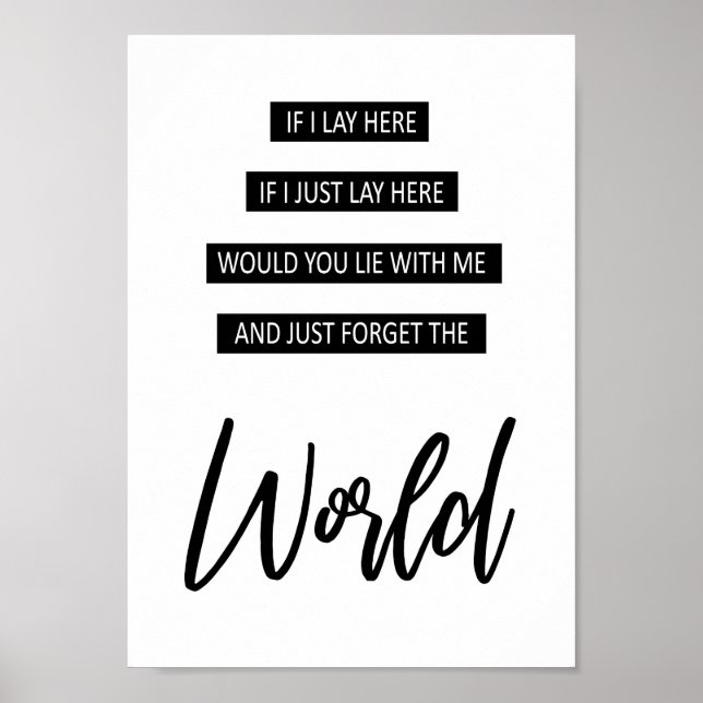 Vergessen Sie hier die Welt, die Cars Song Lyric Poster (Vorne)