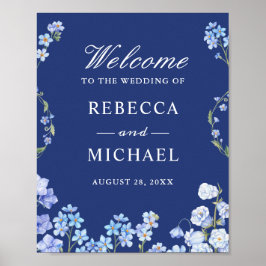 Vergessen Sie Me Nots Blue Flowers Wedding Welcome Poster