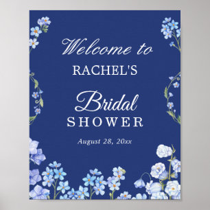 Vergessen Sie Me Nots Floral Royal Blue Brautparty Poster