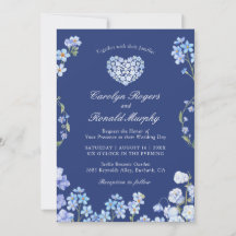 Vergessen Sie Me Nots Heart Royal Blue Floral Wedd