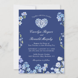 Vergessen Sie Me Nots Heart Royal Blue Floral Wedd Einladung