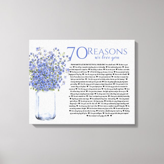 vergessen Sie mich nicht 70 Gründe, warum wir Sie  Leinwanddruck (Vorderseite)