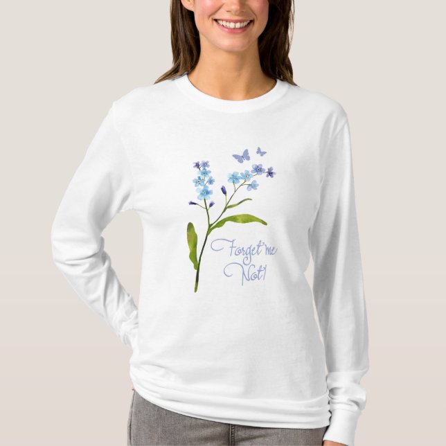 VERGESSEN SIE MICH NICHT BLUMEN - LANGE HÜLSE T-Shirt (Vorderseite)