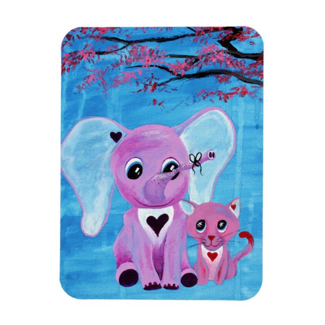 Vergessen Sie mich nicht Niedlich Elephant Cat Che Magnet (Vertikal)