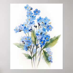 Vergessen Sie mich Noten Blume Art Print Poster
