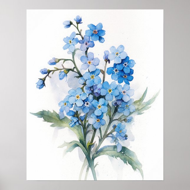 Vergessen Sie mich Noten Blume Art Print Poster (Vorne)