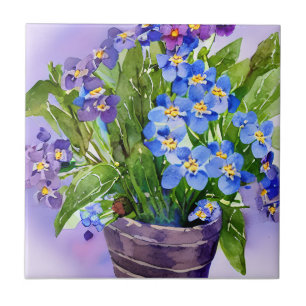 Vergessen Sie mir nicht blaue Florfarbe Fliese