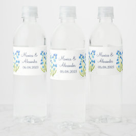 Vergessen Sie mir nicht Blue Floral Spring Wedding Wasserflaschenetikett
