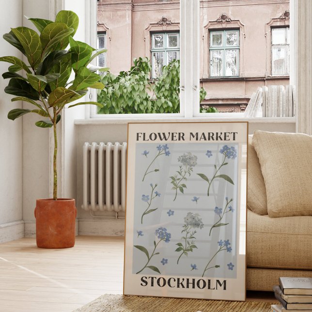 Vergessen Sie mir nicht Blue Floral Water Blume Ma Poster (In situ living room)