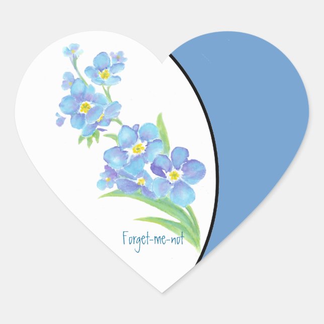 Vergessen Sie mir nicht die Blume des Wasserfarben Herz-Aufkleber (Vorderseite)