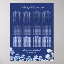 Vergessen Sie mir Nots Blue Floral Wedding Chart Poster