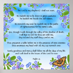 Vergessen Sie mir Nots Psalm 23 Bibel Verse Print Poster