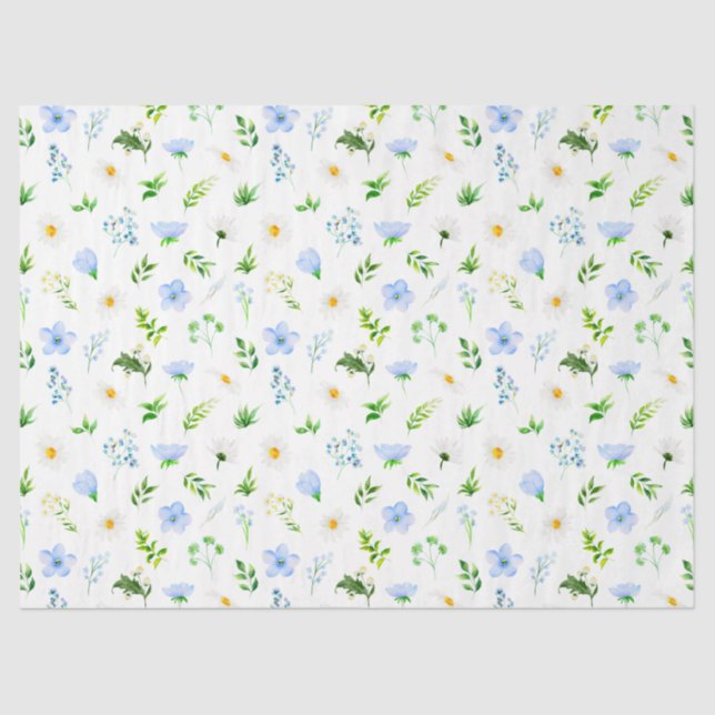 Vergessen Sie mir Nots und Daisis mit Foliage Must Seidenpapier (Vorderseite)