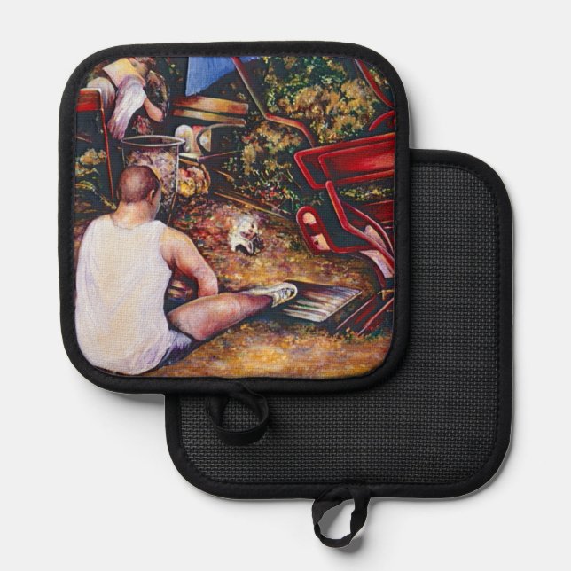 Vergessen Sie nicht den Knoblauch, Budapest Topflappen (Vorderseite/Rückseite)