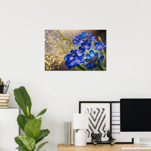 Vergessen Sie nicht die Blume mit Goldakzenten Poster