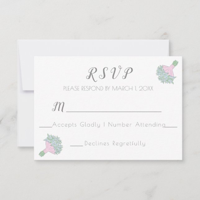 Vergessen Sie nicht-Doodle-Stil Wedding Bouquet RSVP Karte (Vorderseite)