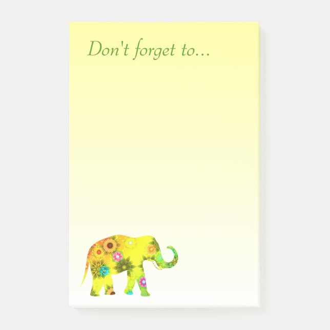Vergessen Sie… nicht mit schönem Elefanten Post-it Klebezettel (Vorderseite)
