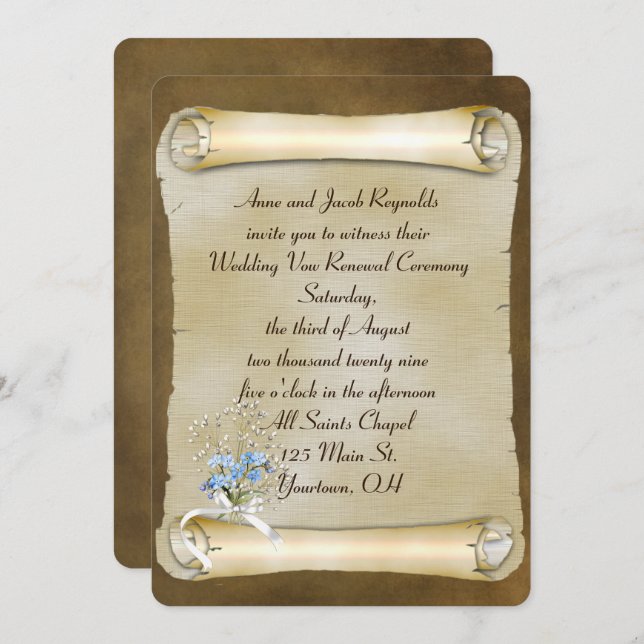 Vergessen Sie nicht-Vintage Bildtrolle Vow Erneuer Einladung (Vorne/Hinten)