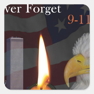 Vergessen Sie nie 9-11-01 Quadratischer Aufkleber