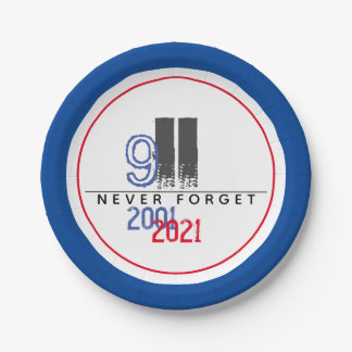 Vergessen Sie nie das 11. Patriotische Welthandels Pappteller