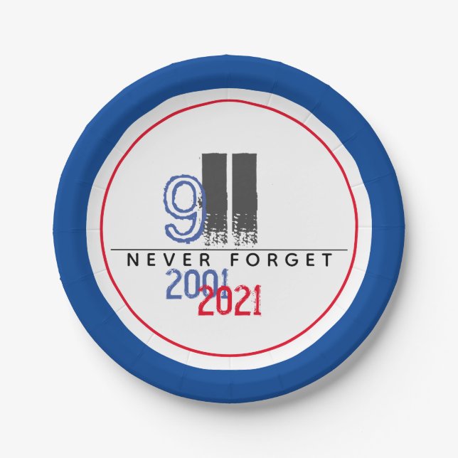 Vergessen Sie nie das 11. Patriotische Welthandels Pappteller (Vorderseite)