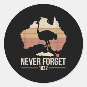 Vergessen Sie nie den Emukrieg Australien Geschich Runder Aufkleber
