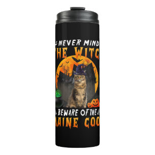 Vergessen Sie nie die Hexe, sich vor der Münzkatze Thermosbecher