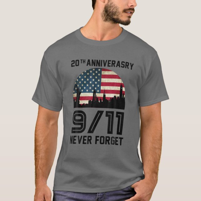 Vergessen Sie nie Patriotic 911 American Flag Vint T-Shirt (Vorderseite)