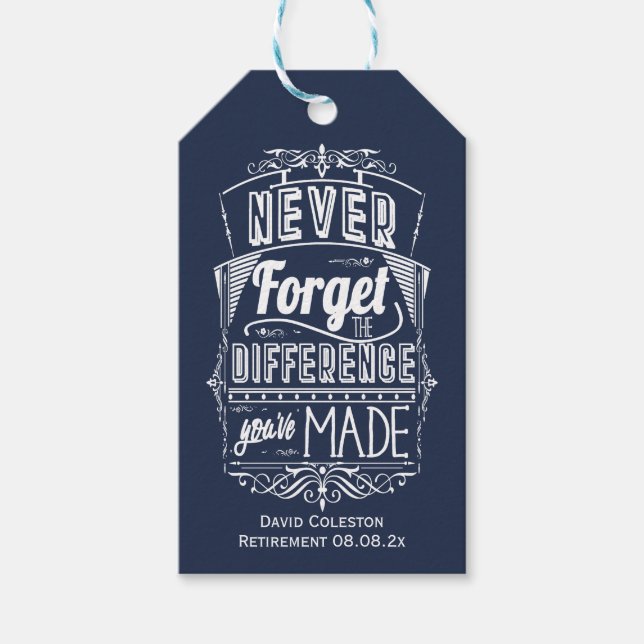 Vergessen Sie niemals das Gastgeschenk der Altersv Geschenkanhänger (Vorderseite)