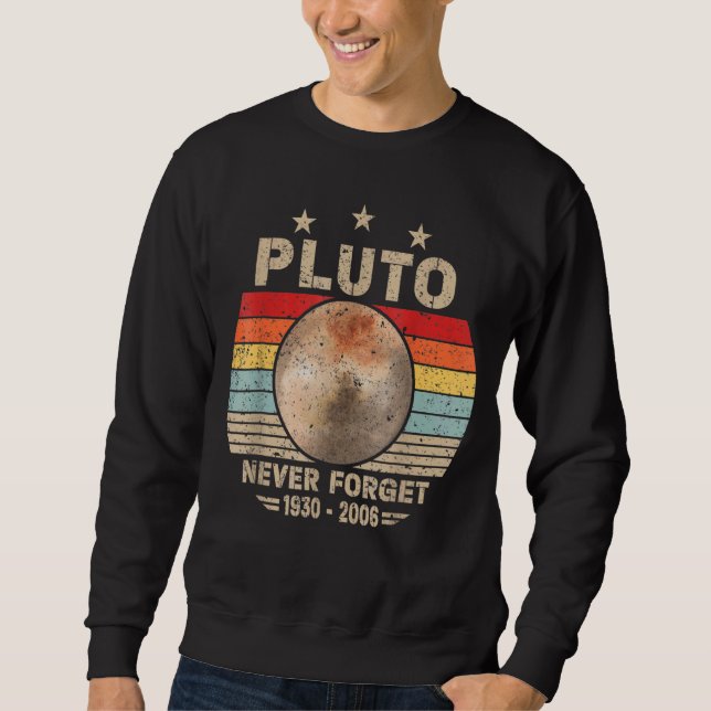 Vergessen Sie niemals Pluto Retro Nerdy Astronomie Sweatshirt (Vorderseite)
