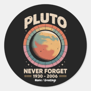 Vergessen Sie Pluto 1930-2006 Funny Retro Space Runder Aufkleber
