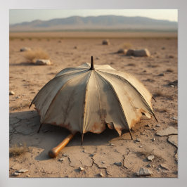 Vergessene Relik - gewitterter Regenschirm in der  Poster