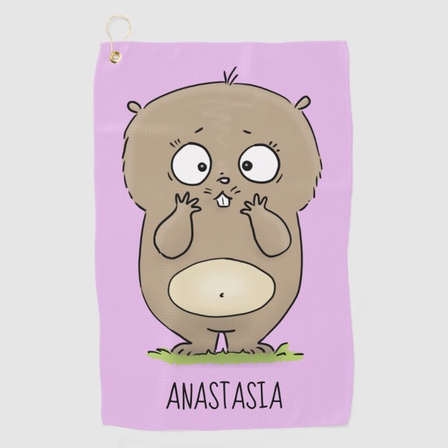 Vergesslicher, bezaubernder Hamster-Cartoon Golfhandtuch (Vorderseite)