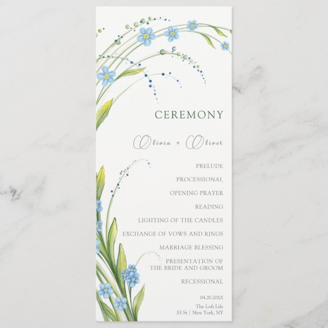 Vergesst-ich-nicht-Hochzeit Programm (Vorderseite)
