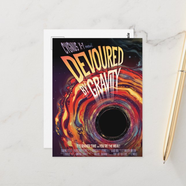 Vergeudet durch Gravity Halloween Hole Black Horro Postkarte (Vorderseite/Rückseite Beispiel)