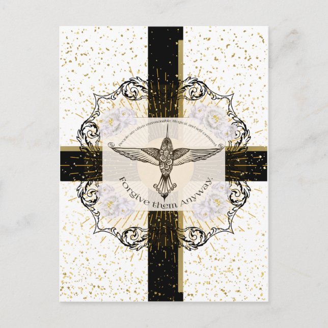 Vergib ihnen ANYWAY inspirierender Kolibri Postkarte (Vorderseite)