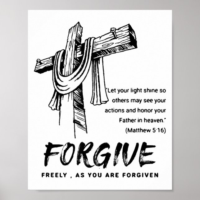 Vergib Kreuz Christlicher Glauben Tee Poster (Vorne)