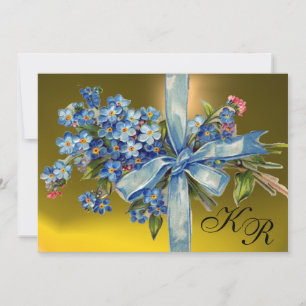 VERGISMEINNICHT MONOGRAMM HOCHZEITSPARTY blau gelb Einladung