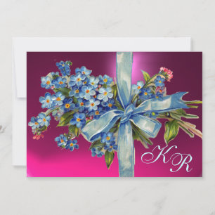 VERGISMEINNICHT MONOGRAMM HOCHZEITSPARTY blau rosa Einladung