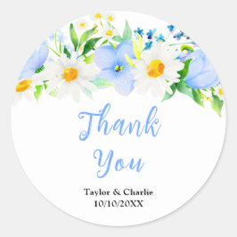 Vergiss-Me-Nots Floral Wedding Vielen Dank Runder Aufkleber