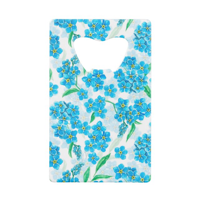 Vergiss mich nicht, Aquarellfarben-Blume Geldbeutel Flaschenöffner (Vorderseite)