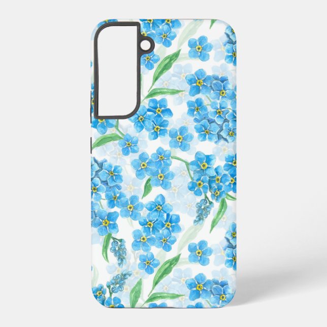 Vergiss mich nicht, Aquarellfarben-Blume Samsung Galaxy Hülle (Rückseite)